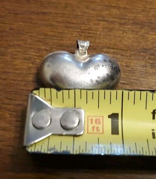 Vintage Sterling Silver 1” Puffy Heart Pendant Ne… - image 4