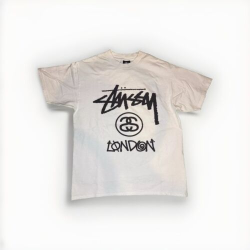 Vintage Stussy London Script Tee T-Shirt Mens Whi… - image 1