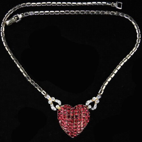 Corocraft Gold Pave and Invisibly Set Ruby Heart … - image 1