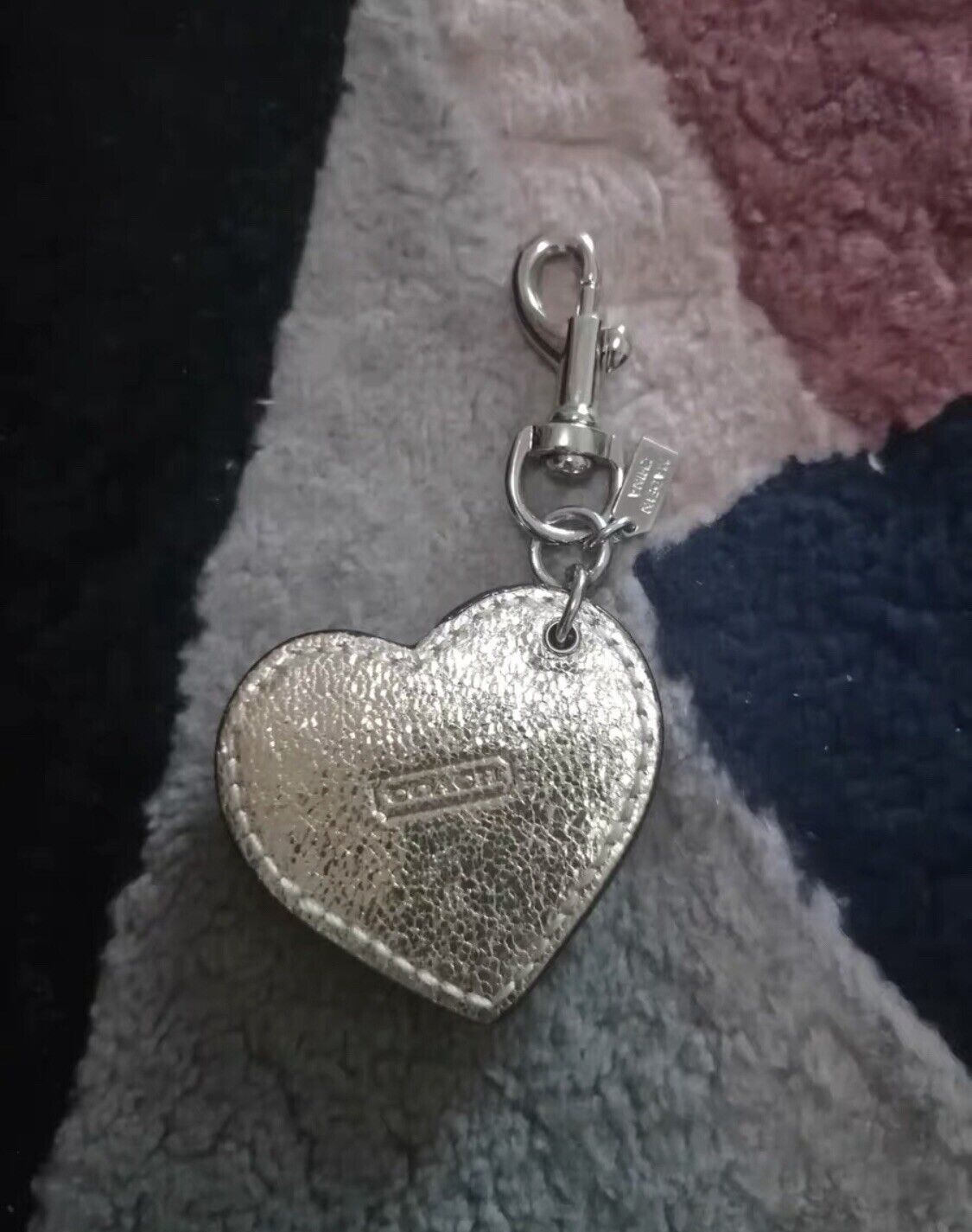 Coach Crystal Silver Heart Bag Charm / FOB - image 2