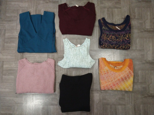 Lot of 7 FREE PEOPLE sweater, lace dress, oversiz… - image 1