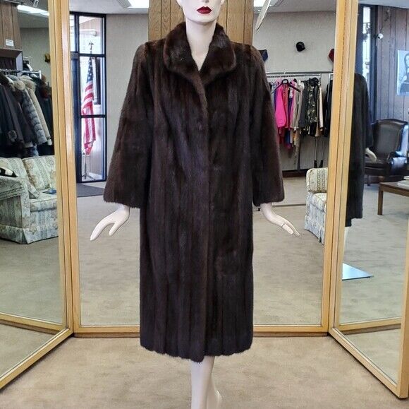 Natural Mahogany Letout Female Mink Fur 45" Coat-… - image 1