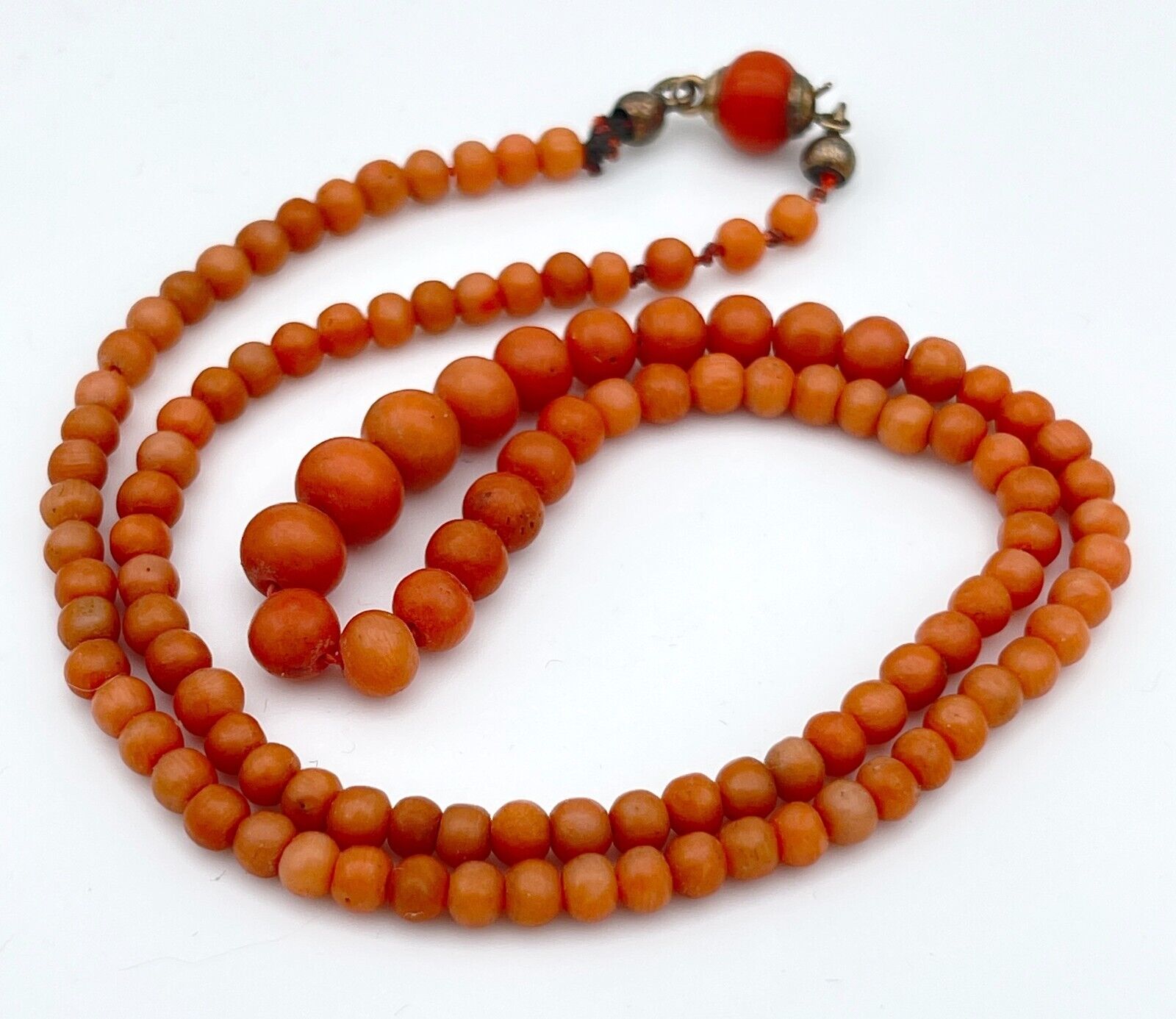 Antique Victorian Salmon Red Coral Graduated Bead… - image 6