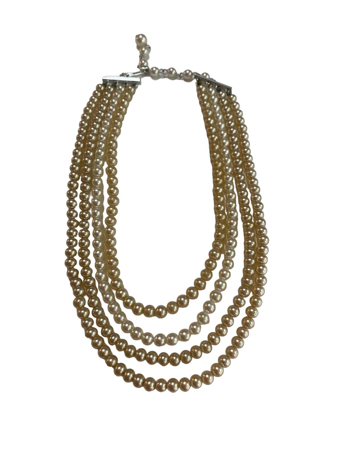 Four Strand Faux Pearl Necklace - image 1