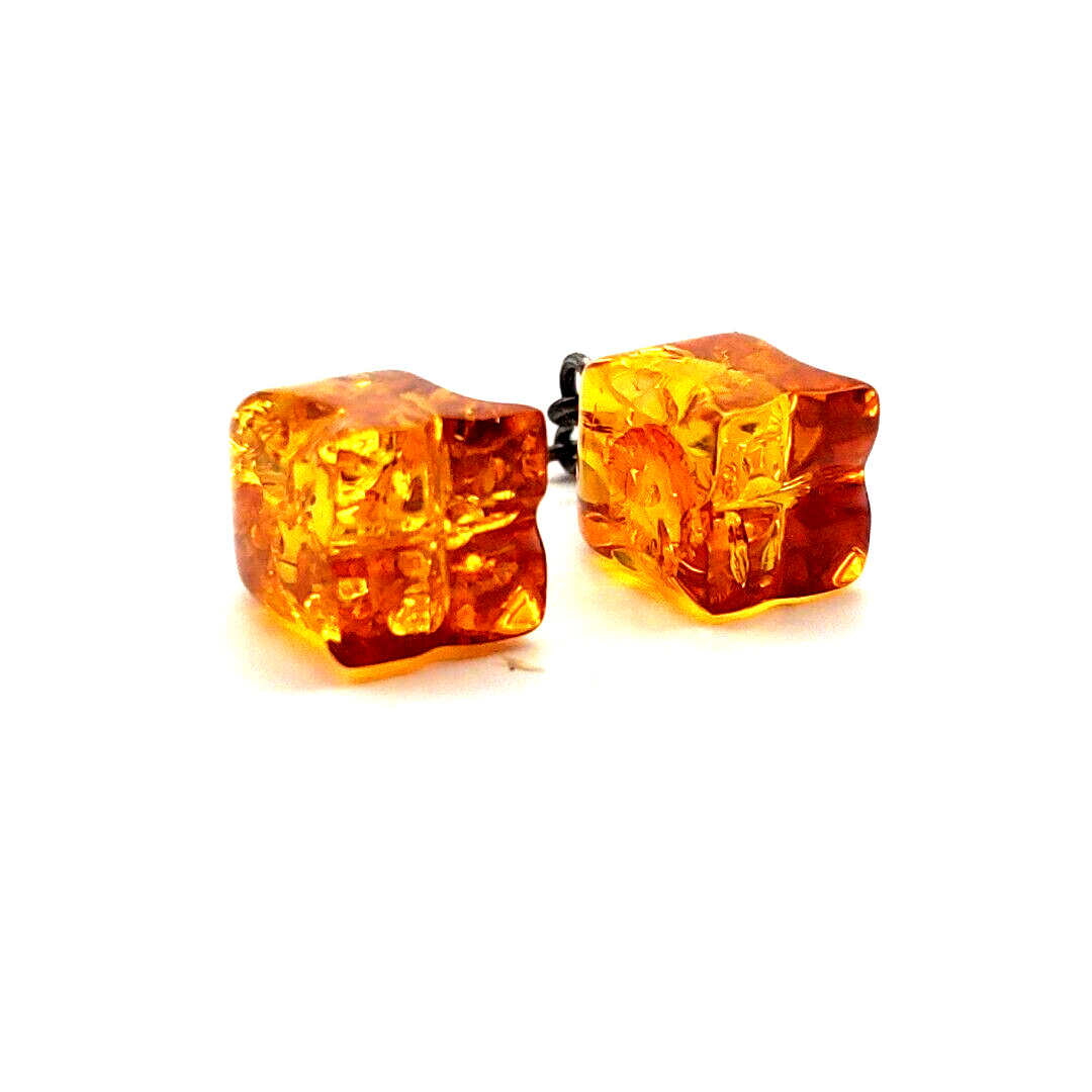 Vintage Sterling Silver Baltic Amber Earrings Car… - image 6