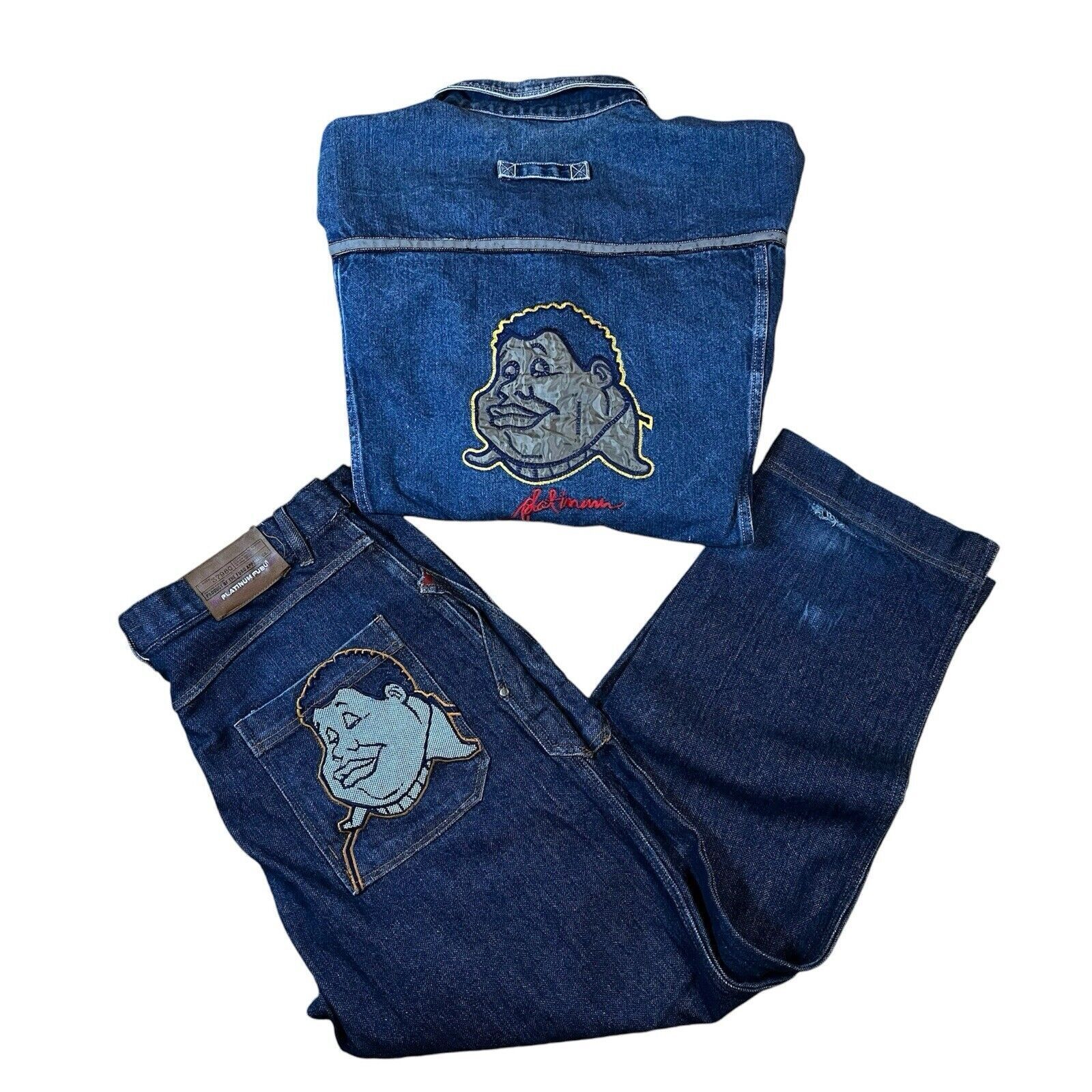 Vintage Y2K Fat Albert Fubu 42” Jeans + XL Denim … - image 1