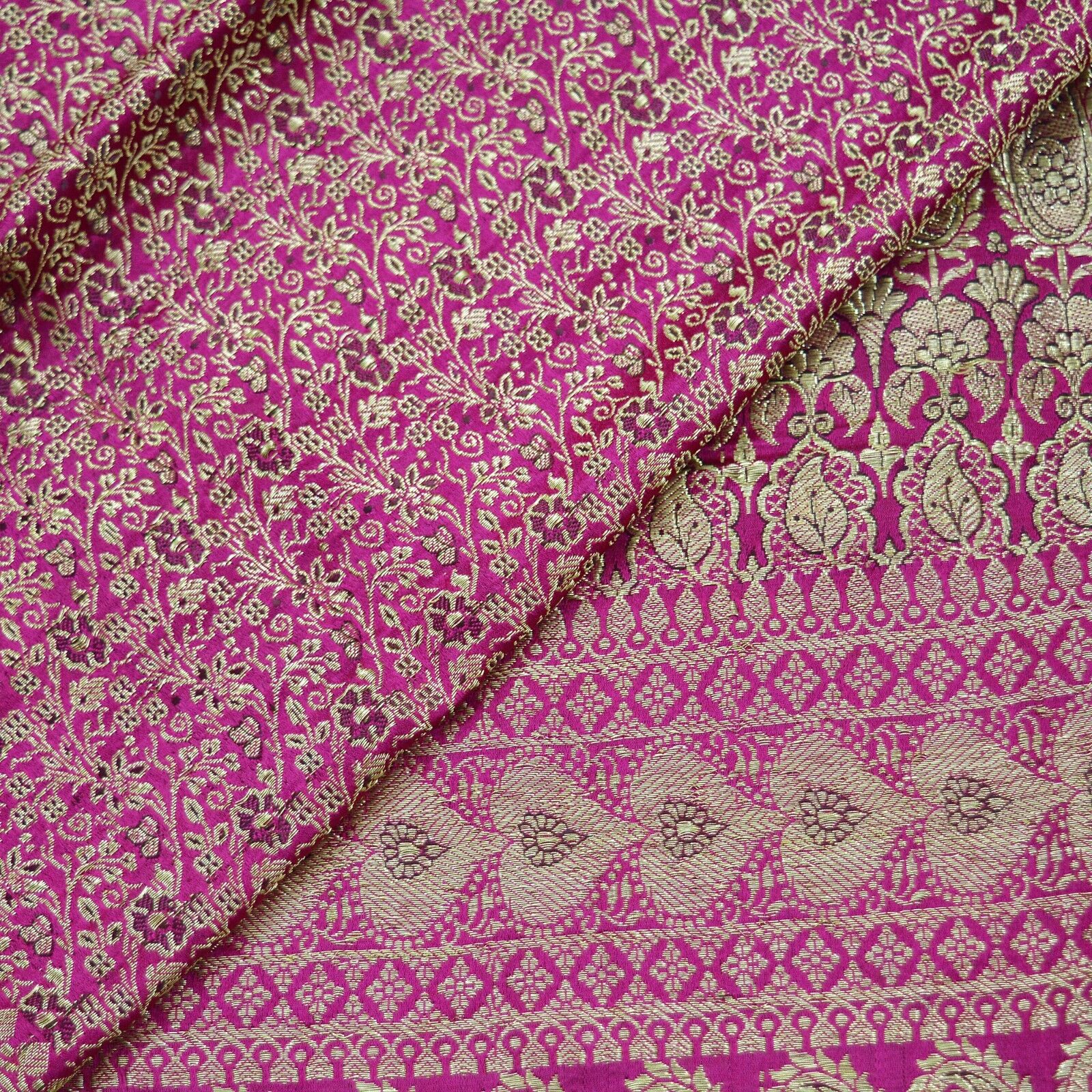 Vintage Sari Heavy Wedding Pure Satin Silk Rani P… - image 13