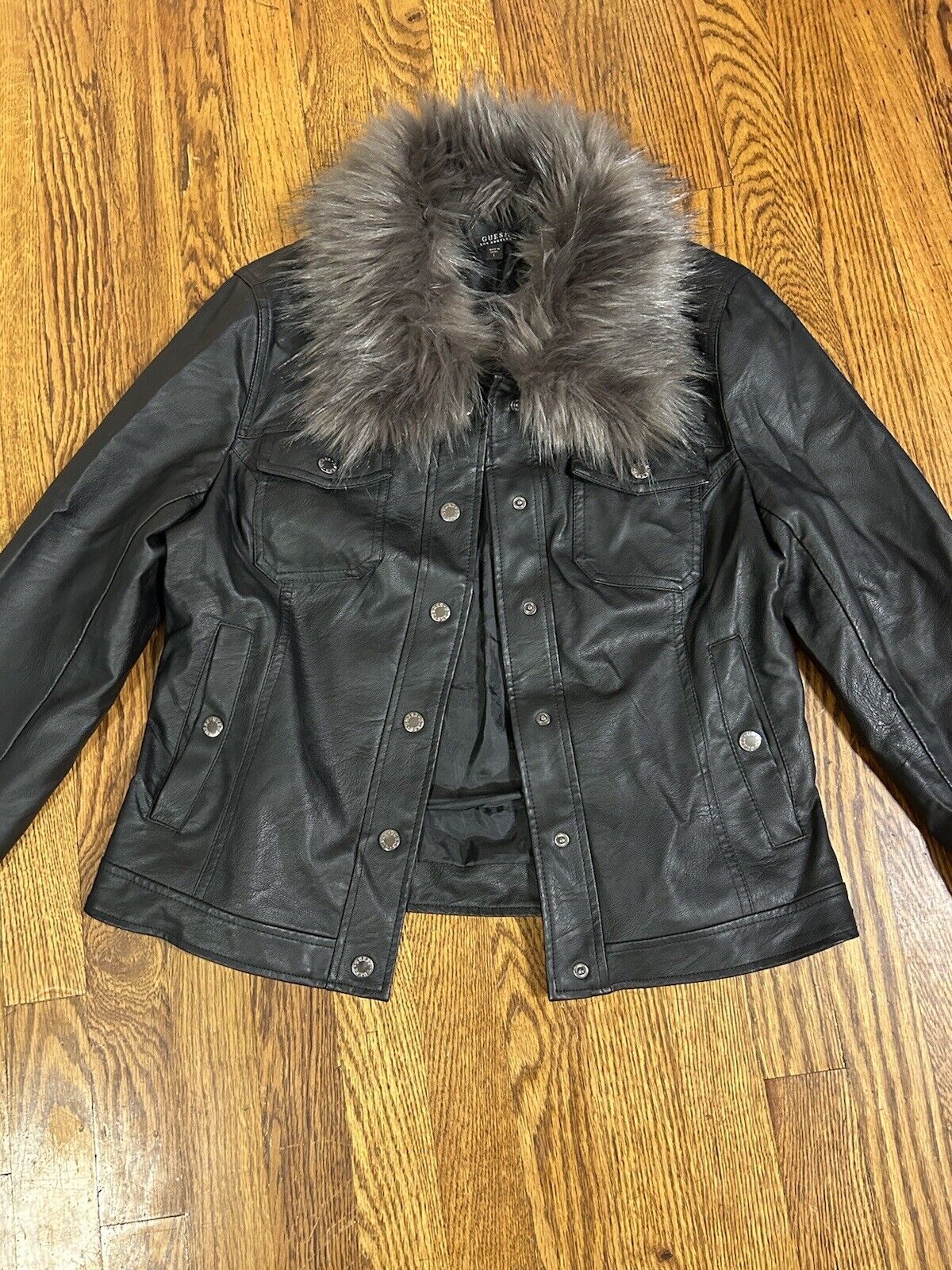 guess women leather jacket small used - image 1