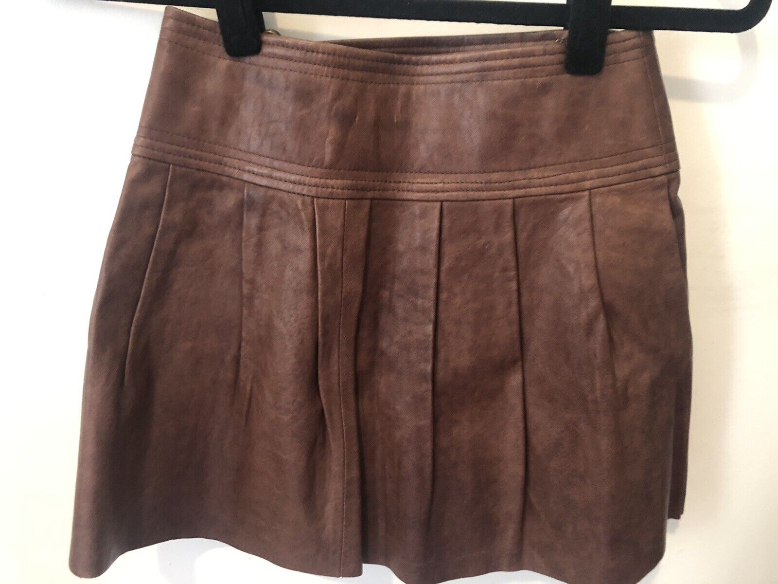 Diane Von Furstenberg Cognac Brown Leather Skirt … - image 5