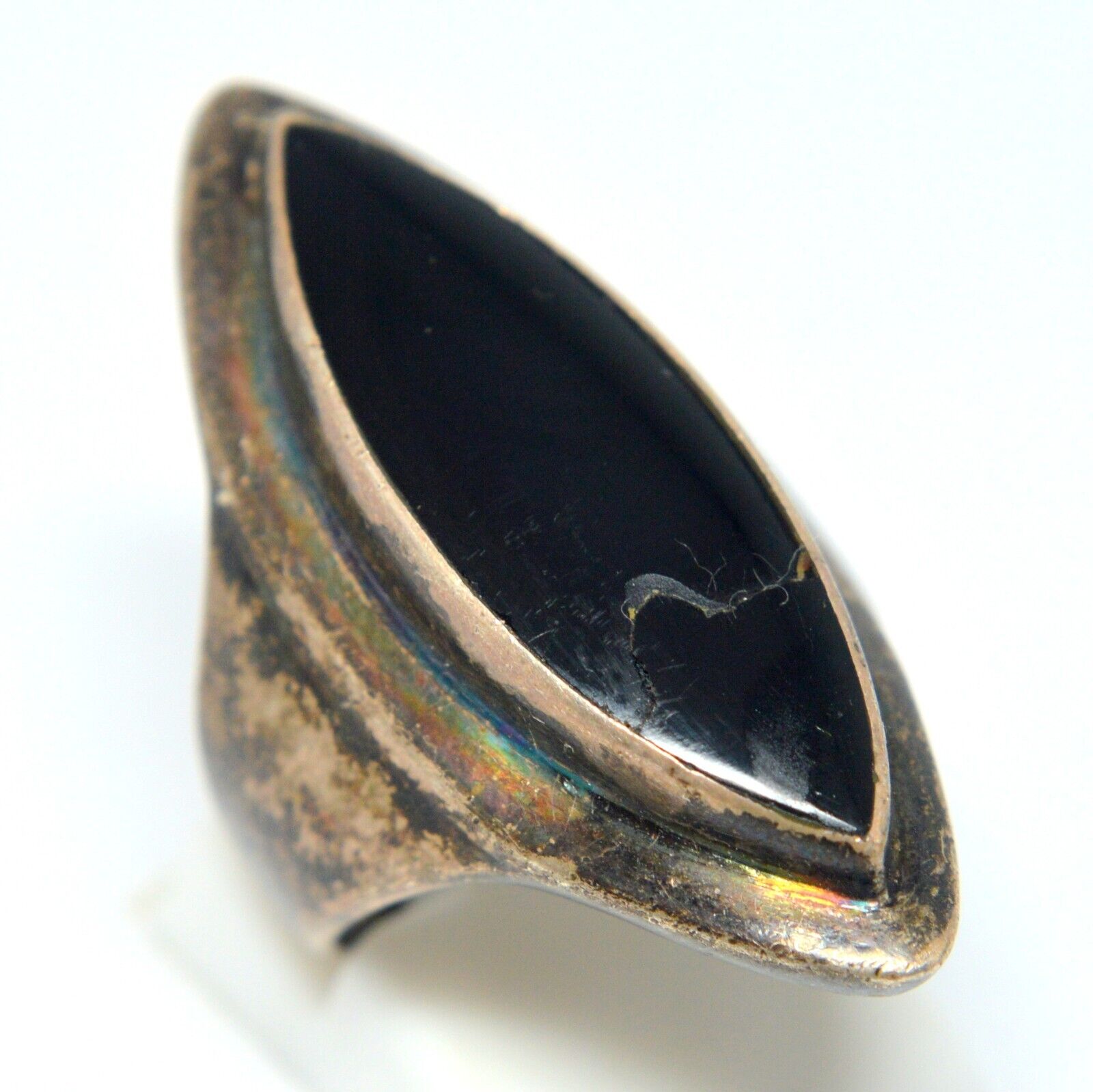 VINTAGE 925 STERLING SILVER LARGE BLACK ONYX CABO… - image 1