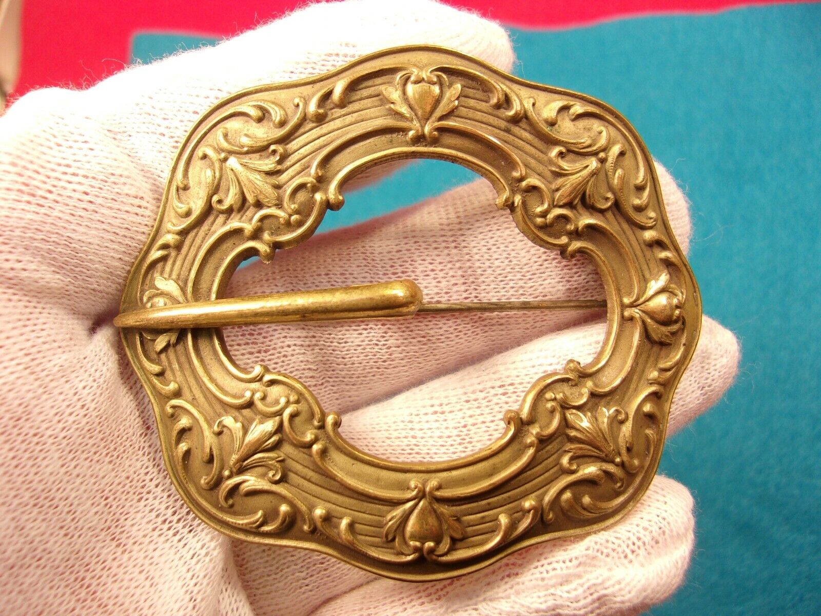 FANTASTIC VTG ANTIQUE ART NOUVEAU DECO GOLD TONED… - image 11