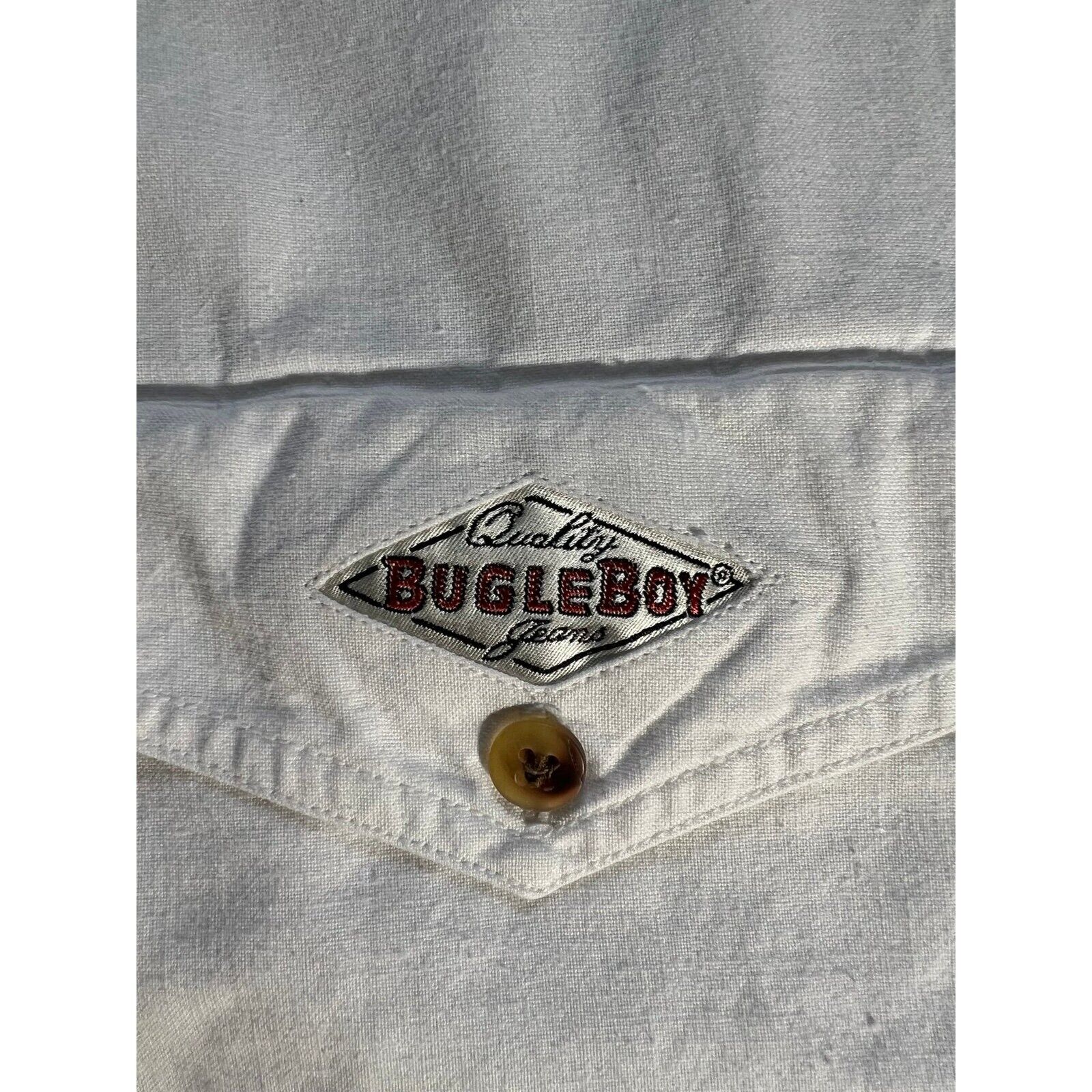 Bugle Boy Vtg Men Button Up Shirt XL White Logo E… - image 9