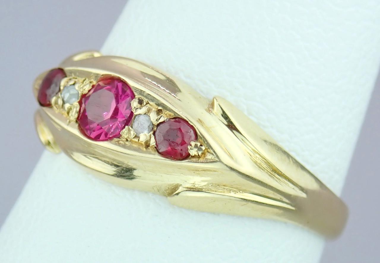 Pretty Antique Edwardian 18K Gold Diamond Pink To… - image 9