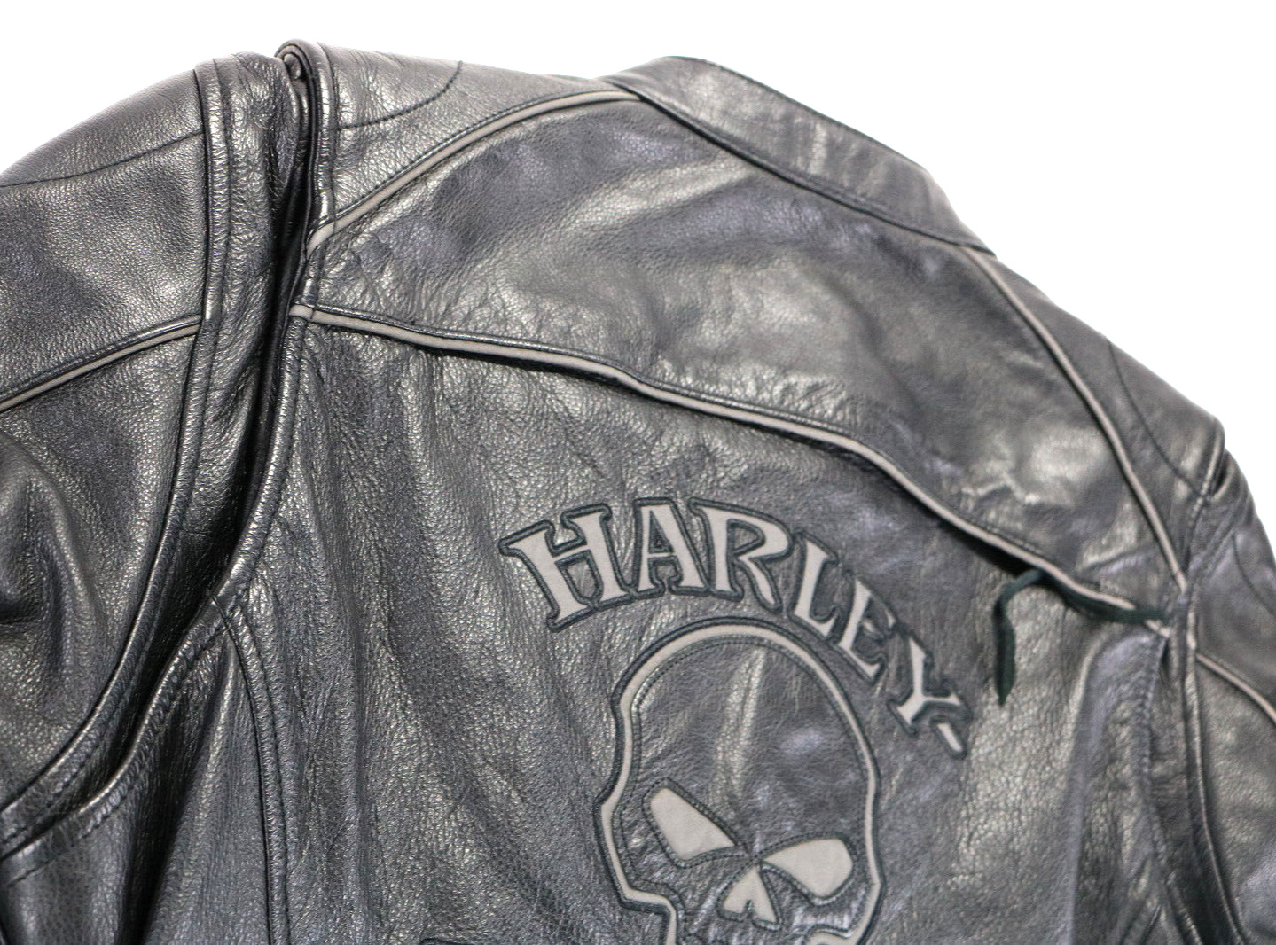 womens harley davidson jacket L black leather Wil… - image 7