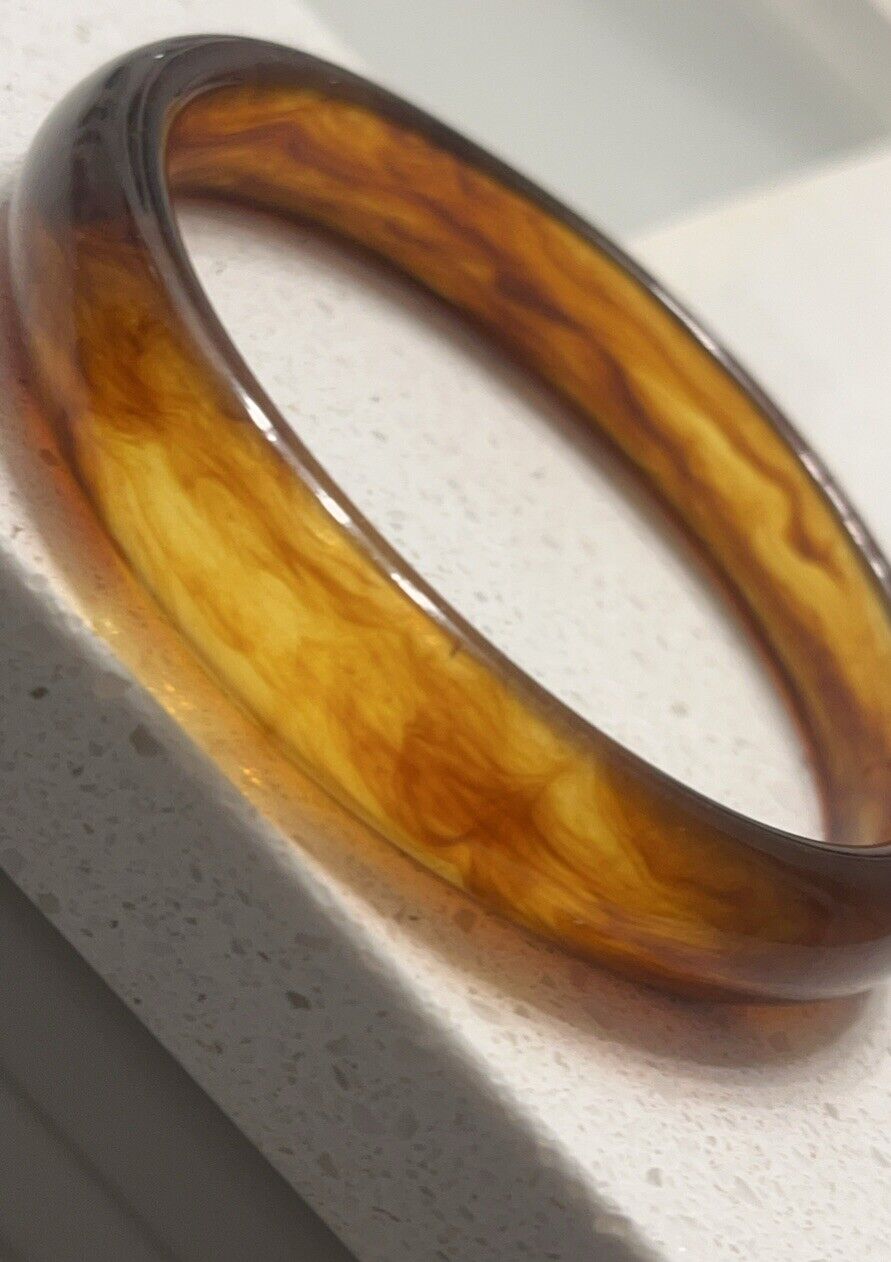 True Vintage Amber & Root beer Swirled Lucite Ban… - image 10