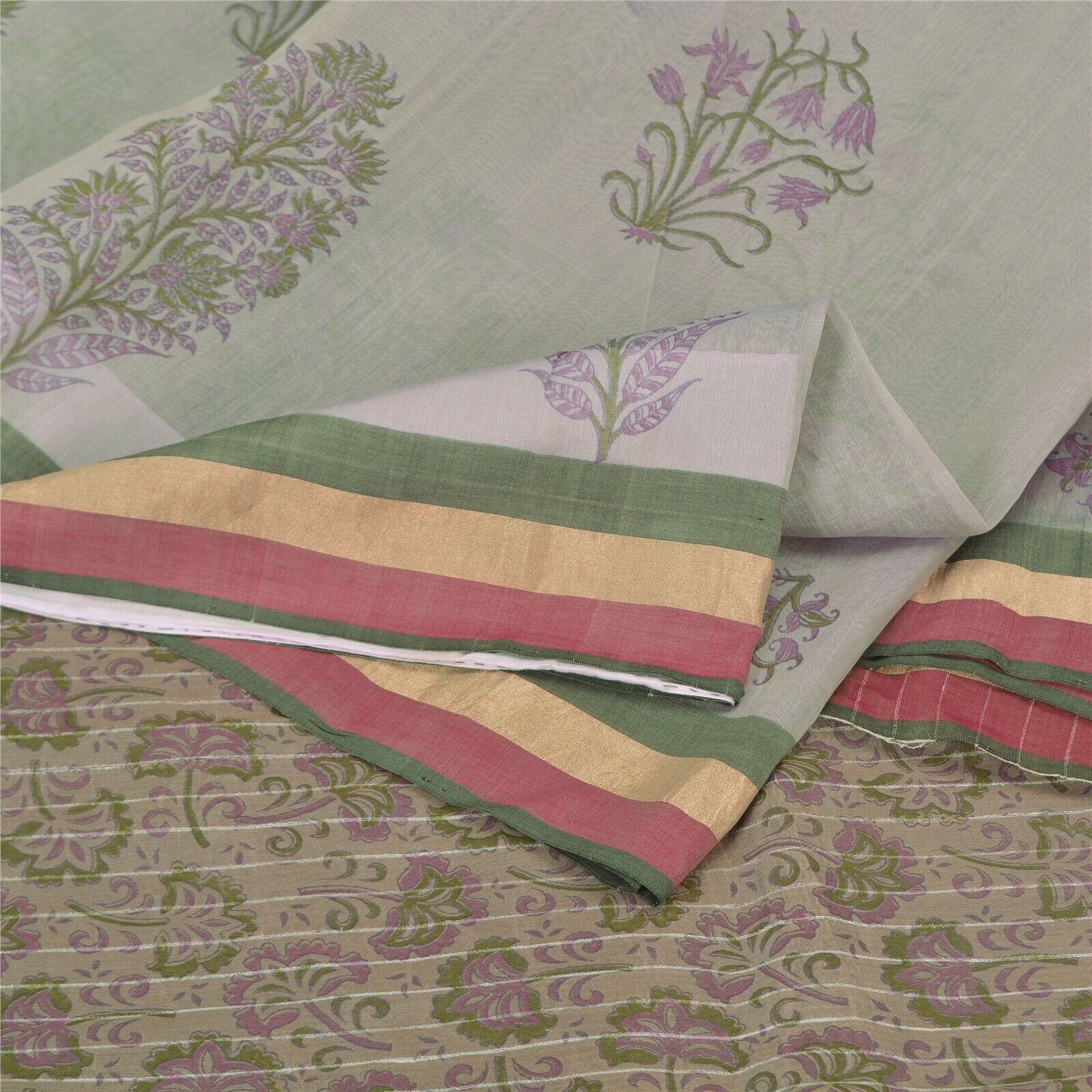 Sanskriti Vintage Purple Sarees Cotton Silk Block… - image 2