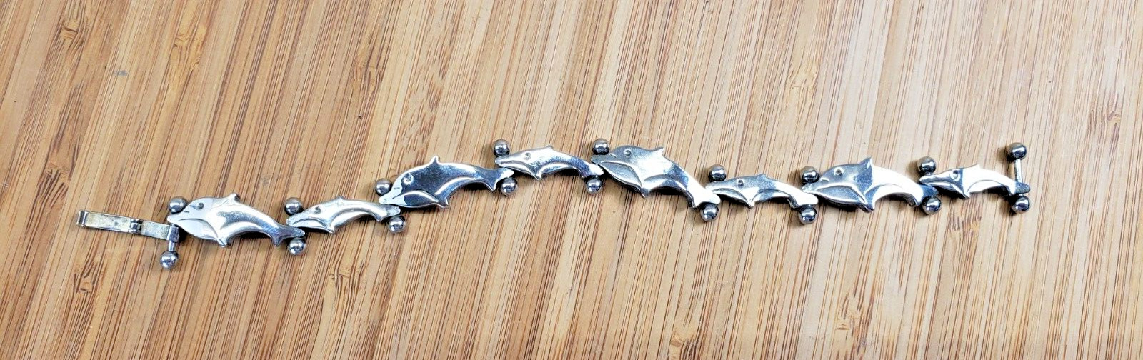 Vintage Sterling Silver Dolphins Bracelet Taxco M… - image 4