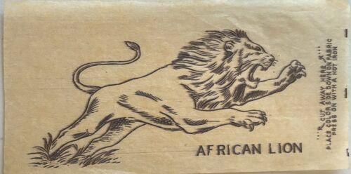 Original Vintage Antique African Lion Iron On Tra… - image 1