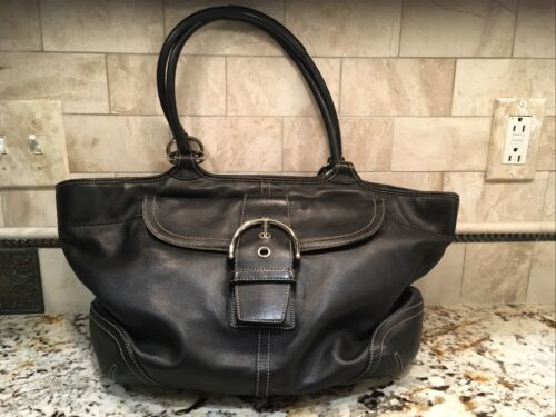 COACH Soho Large Buckle Black Leather Satchel Tot… - image 1