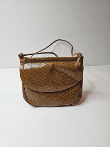 Beautiful Vintage Textured Congac Handbag - image 1