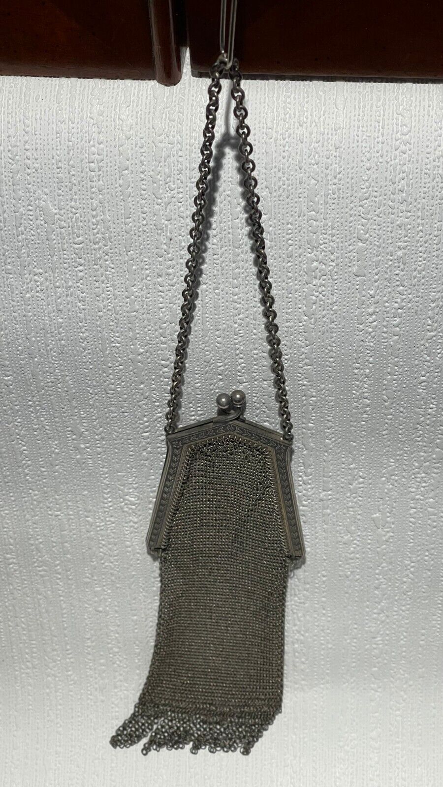 Antique 1920's Mesh Purse Silver Tone Metal - image 1