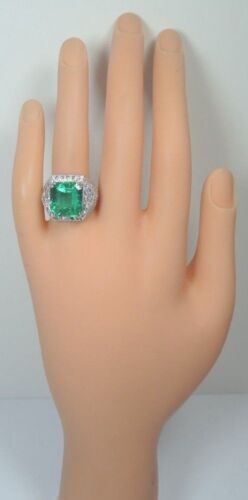 Antique Art Deco Platinum 10CT Colombian Emerald D