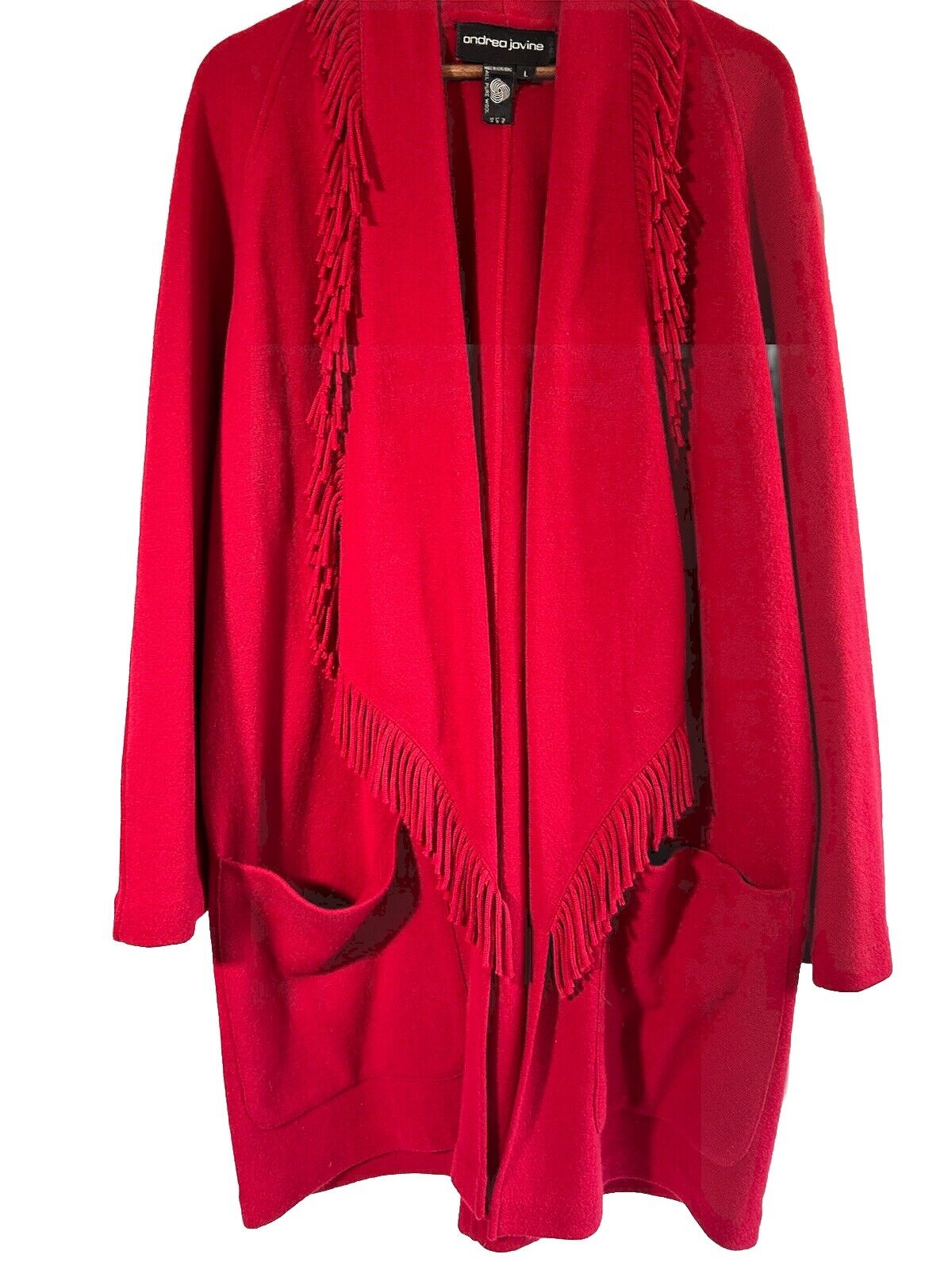 Andrea Jovine Womens Knit Fringe Sweater Jacket R… - image 4