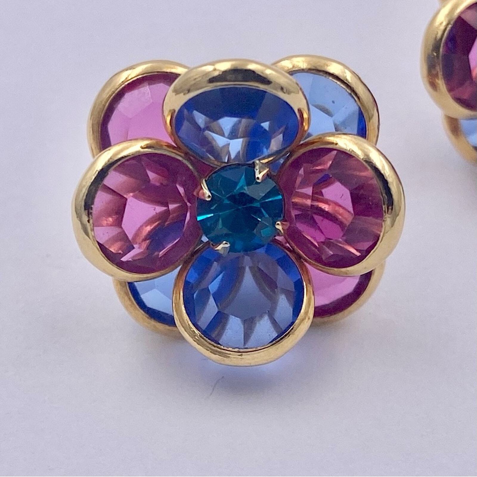 Vintage Pink and Blue Glass Disc Petal Flower Pie… - image 10