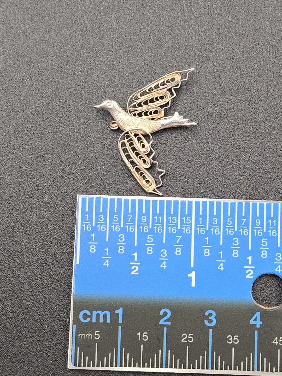 Antique Sterling Filigree Silver Dove Brooch Pin - image 8