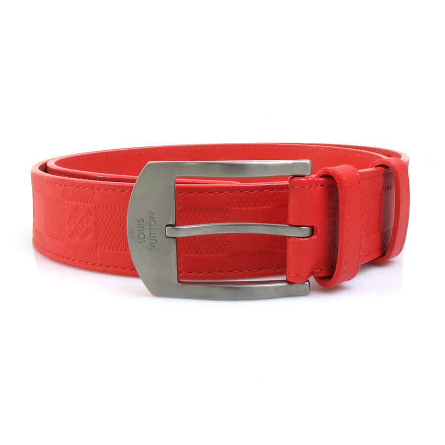 Auth LOUIS VUITTON Damier Infini Belt Red Leather… - image 2