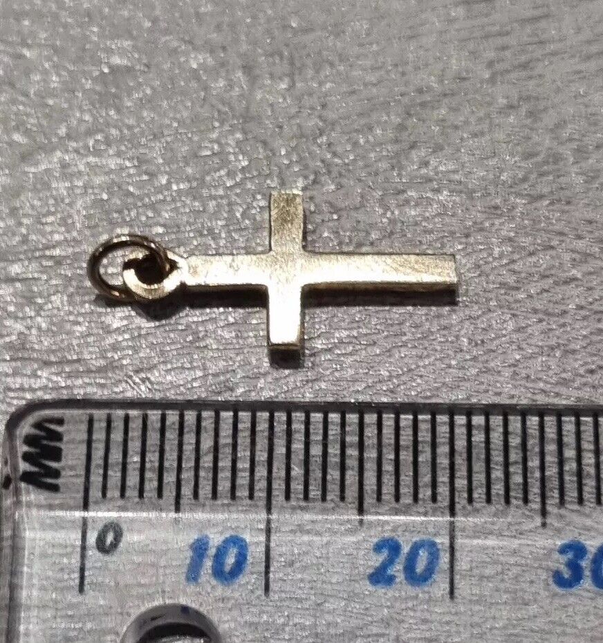 9ct Yellow Gold Small Cross Pendant Charm - image 4