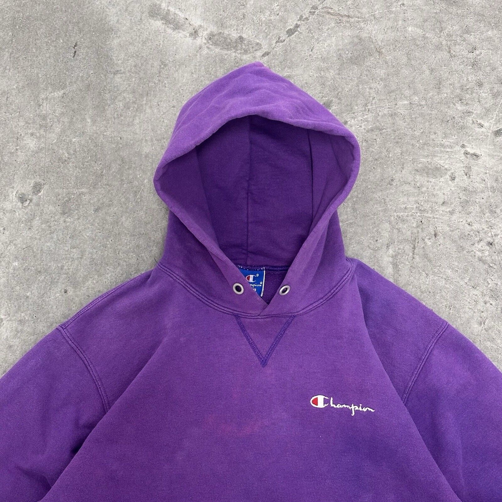 VTG 1980s Champion Faded Purple Hoodie Sweatshirt… - image 2