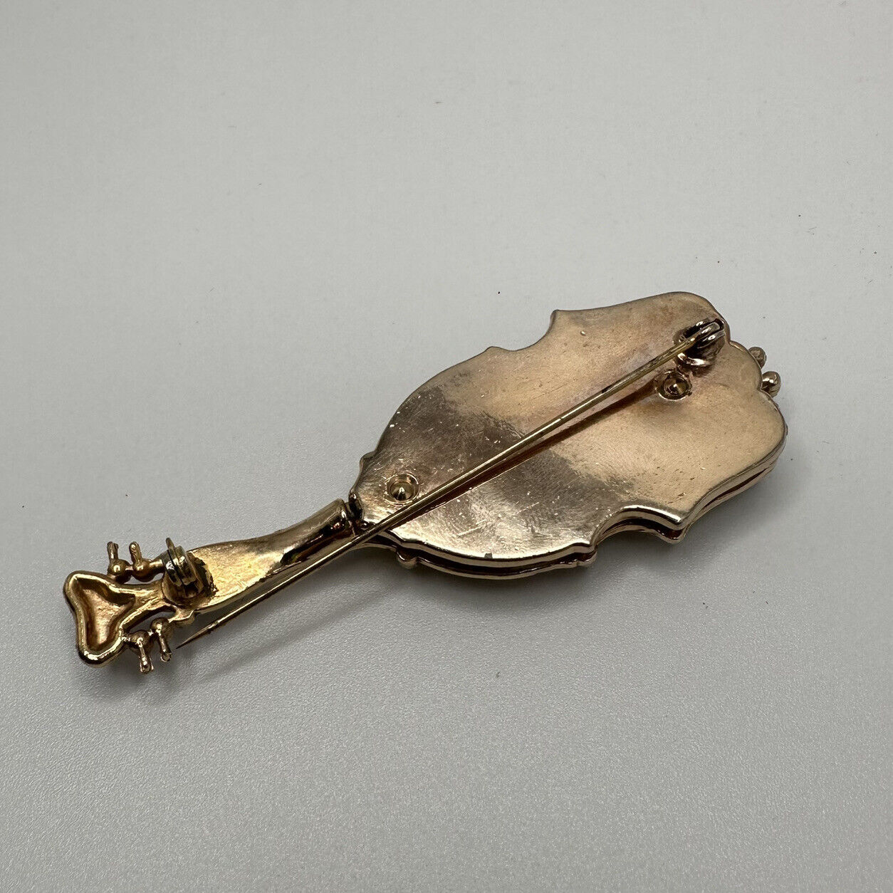 Vintage Coro Violin Brooch Carnegie Hall Gold Ton… - image 2