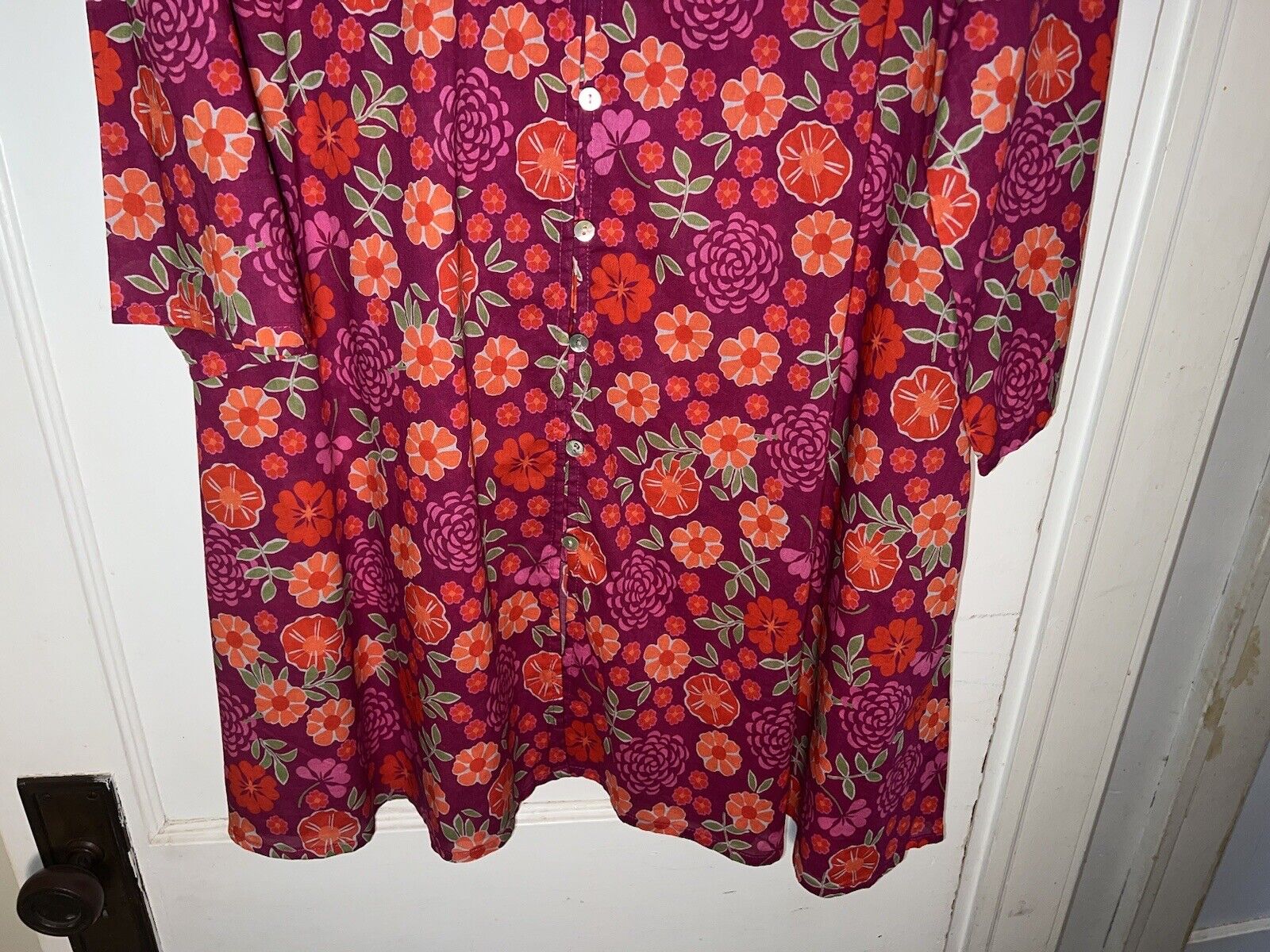 GUDRUN SJODEN 100% COTTON FLORAL PRINT BUTTON tun… - image 3