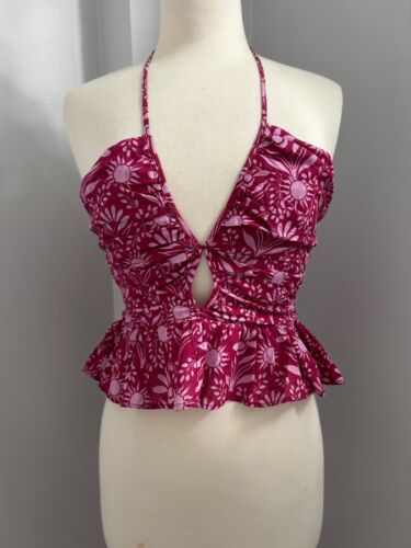 Women's red and pink Free People cropped halter to