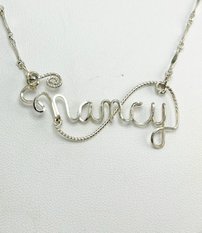 Sterling Silver Nancy Wire Written Necklace 18" L… - image 2