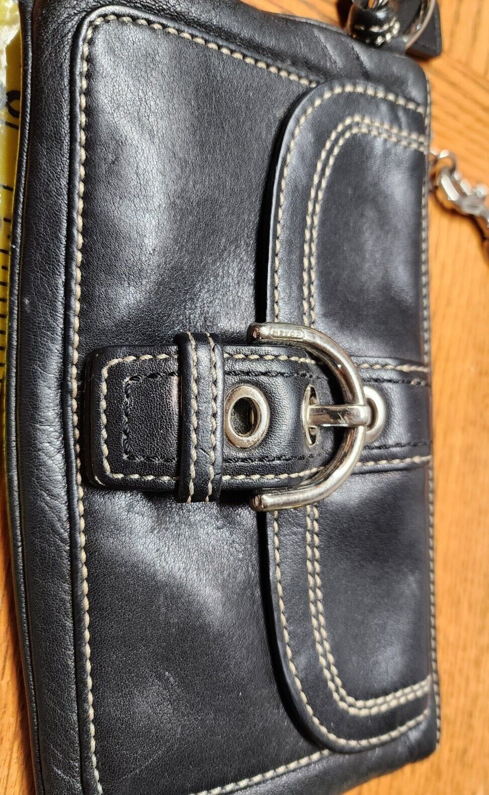 Coach Soho Black Leather Front Buckle Flap Zip Wr… - image 8