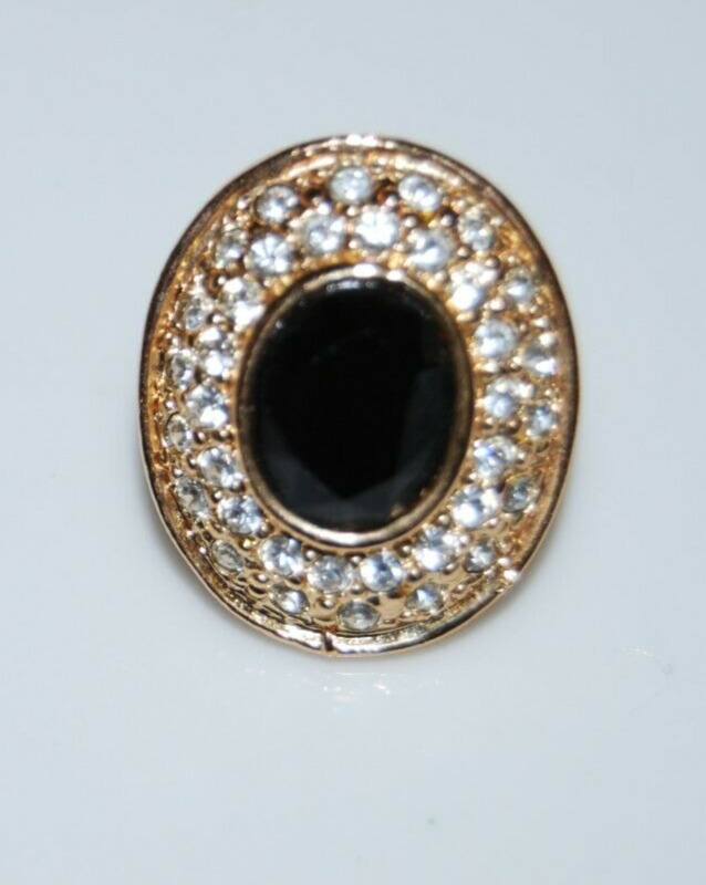 ELEGANT VTG ROMAN COUTURE BLACK CRYSTAL PAVE RHIN… - image 4