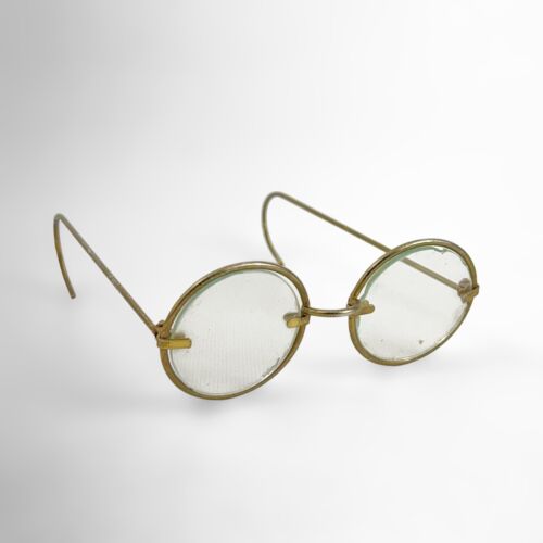 metal wire rim GLASSES antique brass gold steampu… - image 1