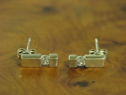 925 Sterling Silver Studs with Zirconia Decoratio… - image 1