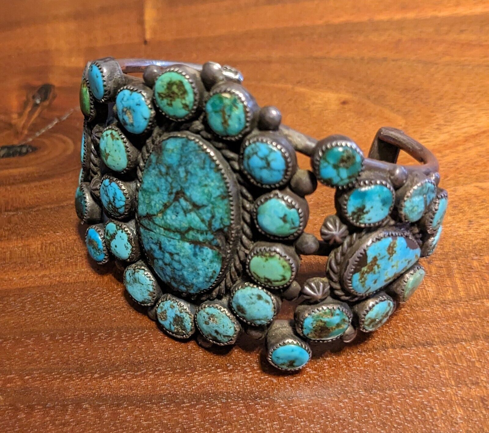 Vintage Native American Navajo Turquoise Cluster … - image 9