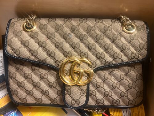 Gucci GG Marmont GG Shoulder Bag Small Beige/Blac… - image 1