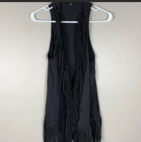 K DASH BY KARDASHIAN BLACK FRINGE VEST WOMENS SMAL