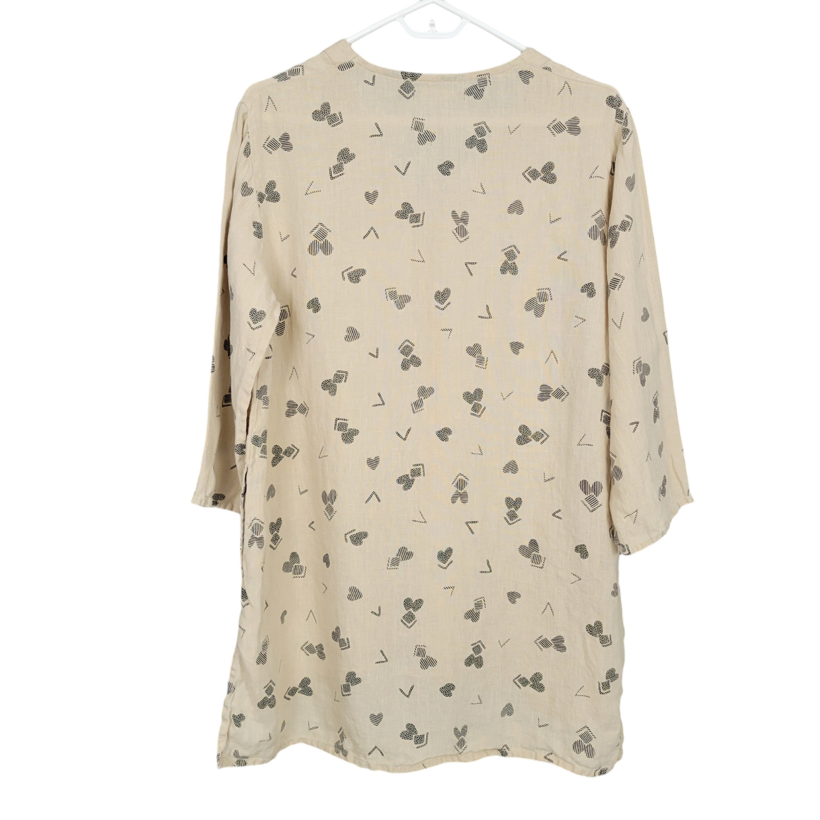 GUDRUN SJODEN Top M Beige Heart Print Linen 3/4 S… - image 11