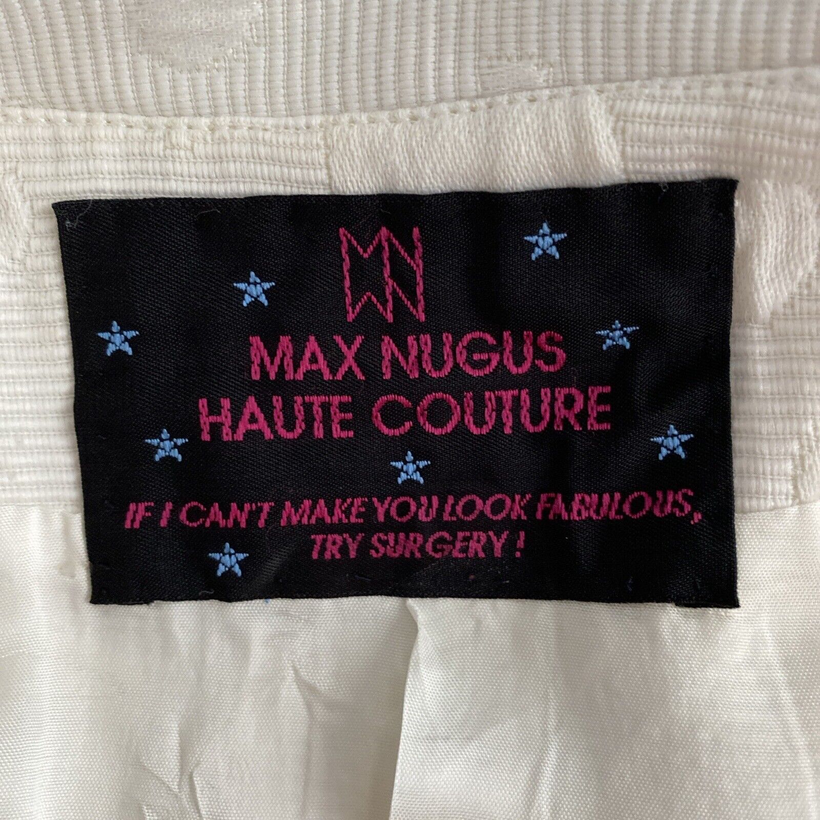 MAX NUGUS Haute Couture Blazer Jacket Sz XS S Whi… - image 10