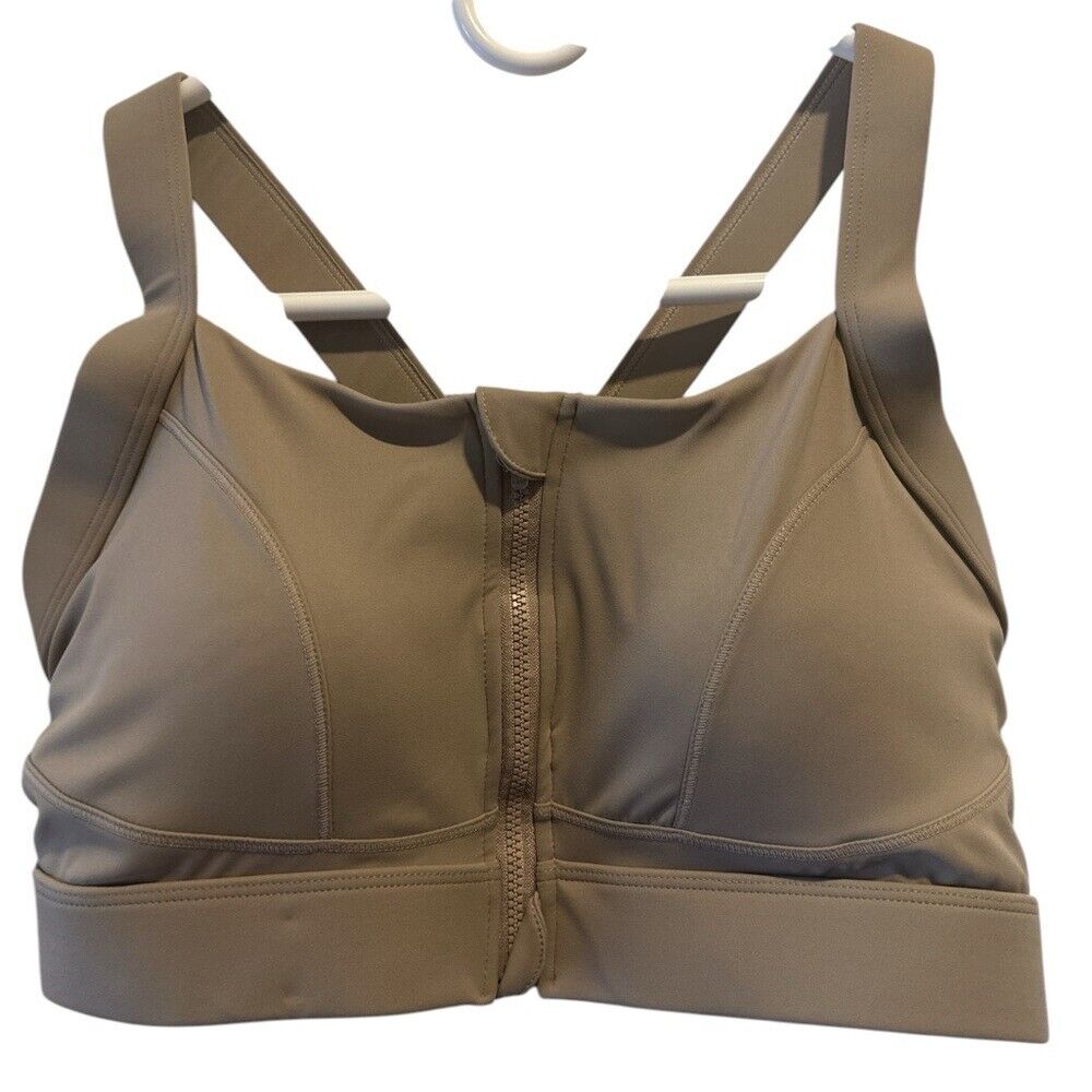 NWOT gray front zip sports bra - image 1