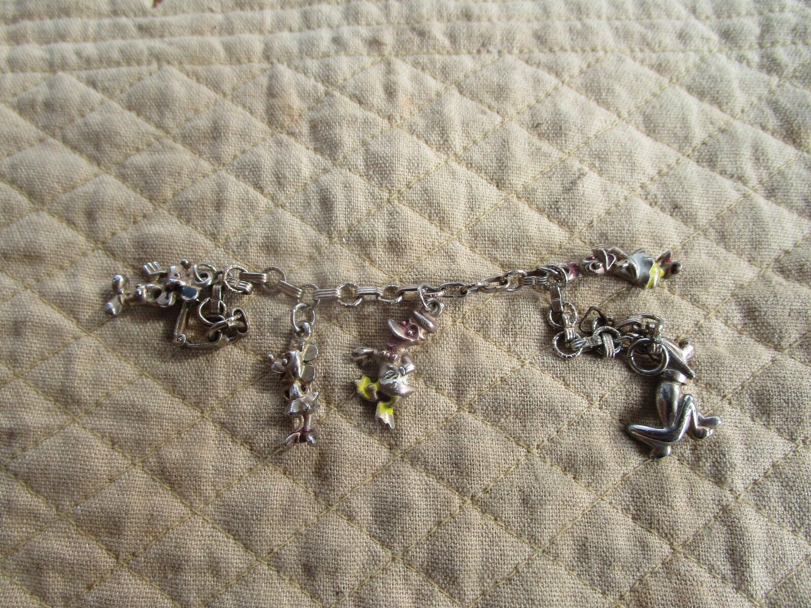 VINTAGE WALT DISNEY CHARM BRACELET MICKEY MINNIE … - image 1