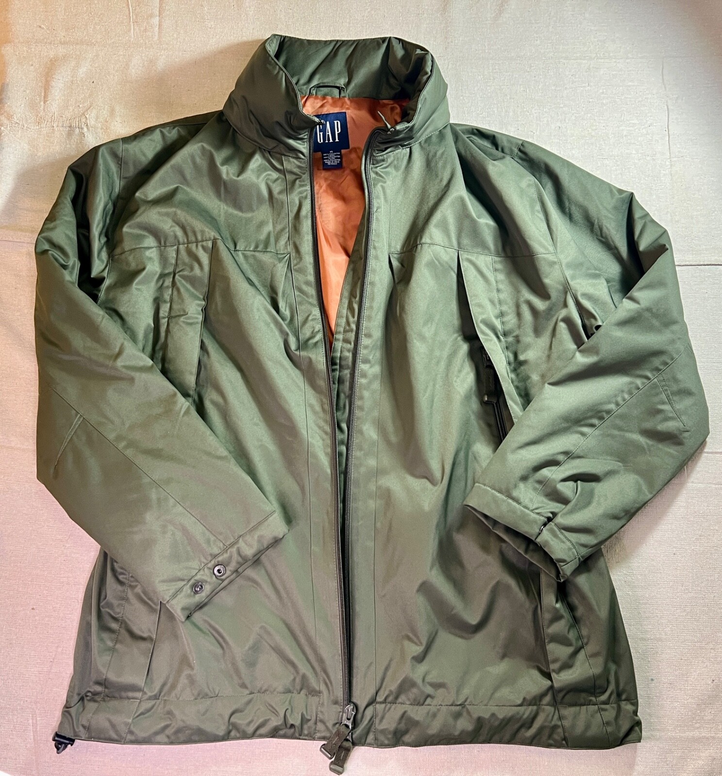 Y2K GAP Parka Jacket Hood in Collar Lined Olive G… - image 1