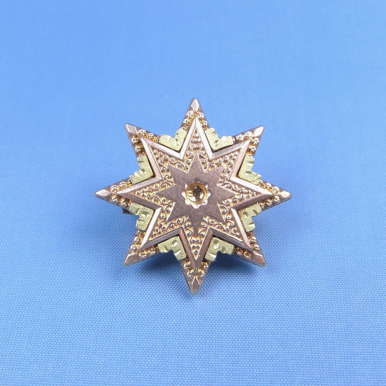 Victorian Gold Filled Two Tones Star Brooch / Ant… - image 1