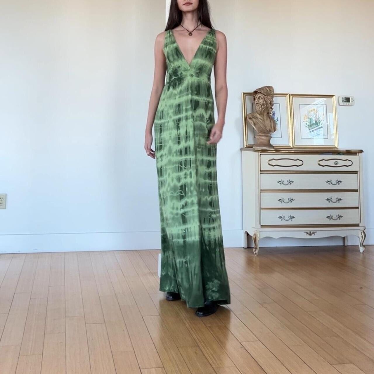 vintage y2k green tie dye maxi dress M - image 1